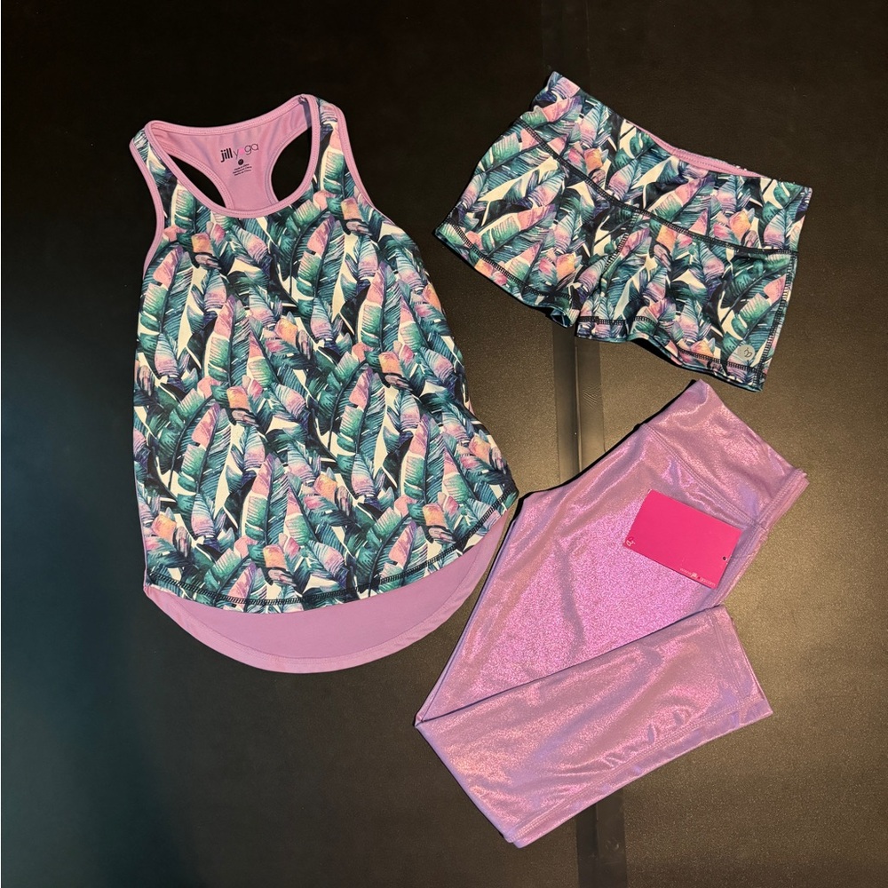 Jill Yoga top/short/legging set Youth Medium/10